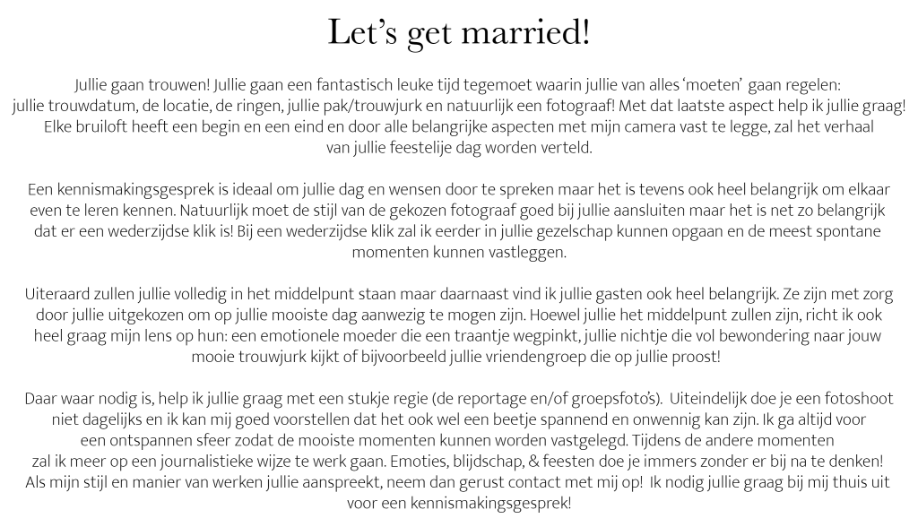 Laurien Lub Photography werkwijze bruiloften